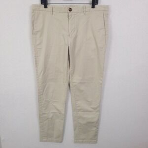 Proper Cloth Pants Men 38x30 Ivory  Stretch Chino Slim Tapered Cotton Twill